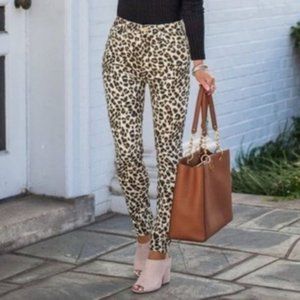 Frame Ali High Rise Cigarette Leopard Print Skinny Jeans Bold Statement Size 29